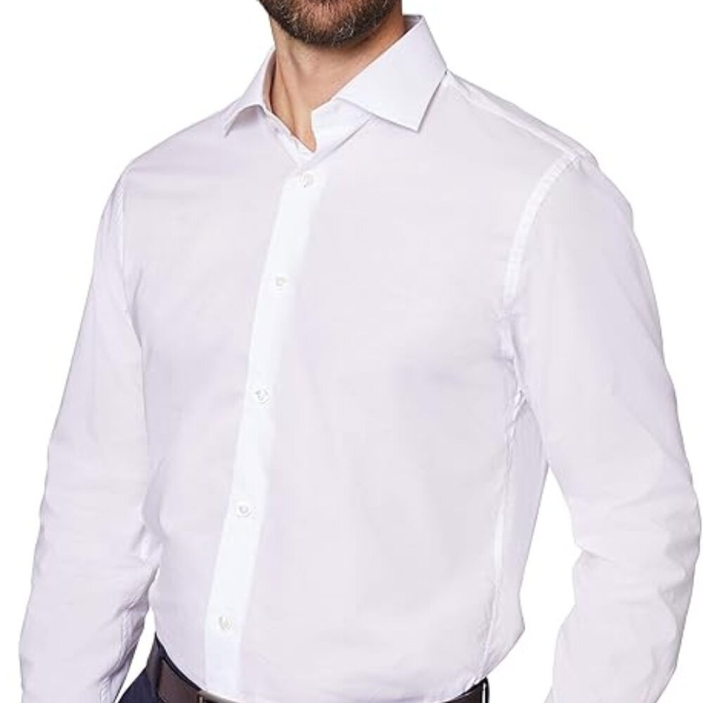 HICKEY FREEMAN Dress Shirt (16.5, White, Cotton)